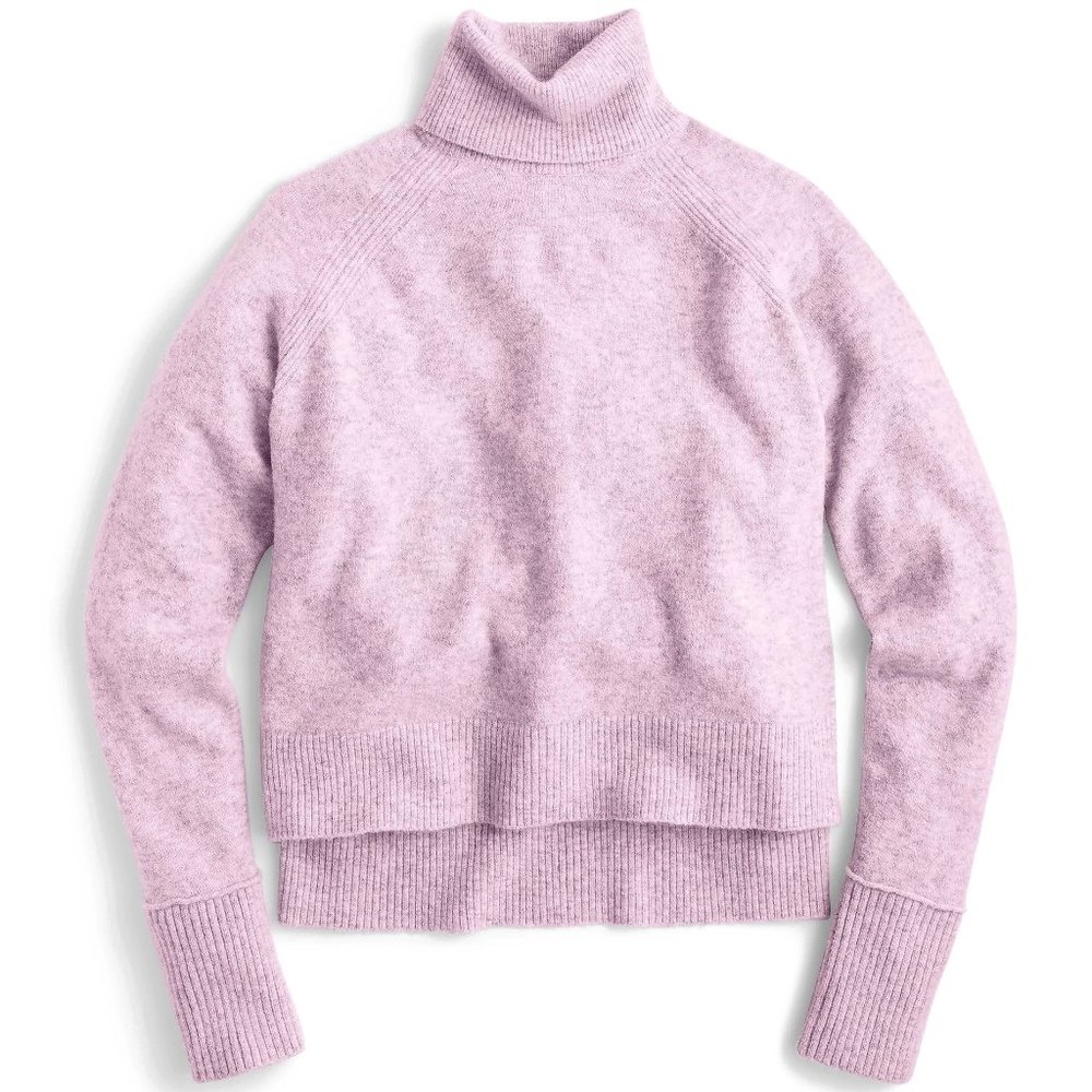 NWT J.Crew Cozy Cropped Wool Turtleneck Sweater Super Soft Yarn | Lilac | XXS